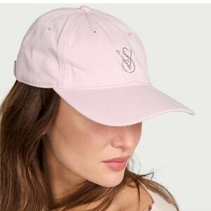 NIP Victoria's Secret Baby Pink Rhinestone Logo Snapback Cap Hat One Size